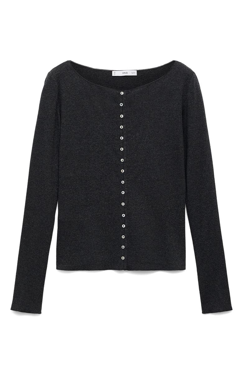 MANGO Boat Neck Cardigan, Alternate, color, Grey