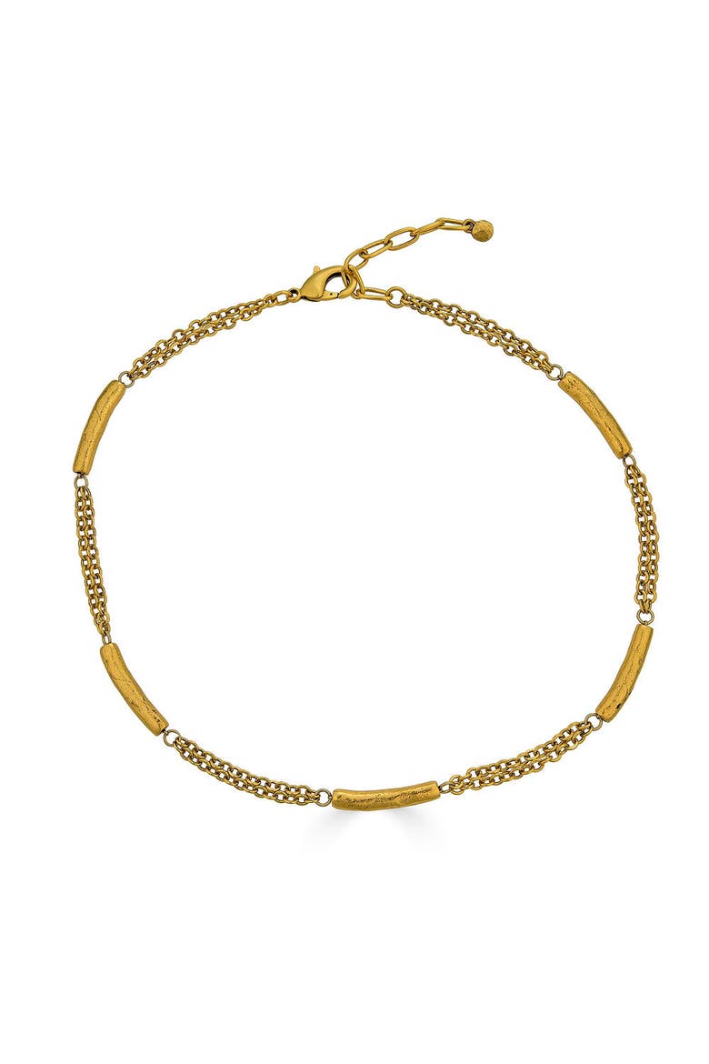 Tube Bead Station Necklace, Main, color, Gold