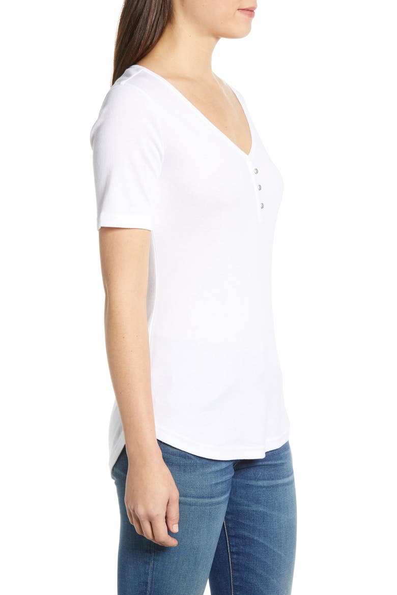 Henley Tee, Alternate, color, WHITE