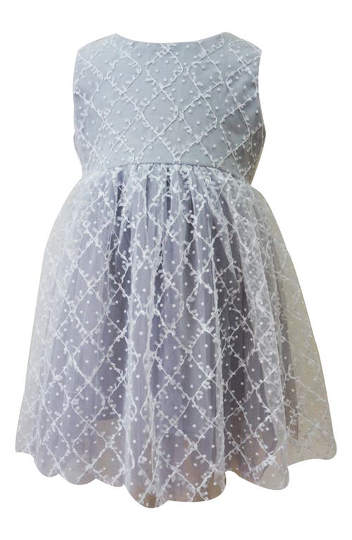 Popatu Kids' Lattice Lace Party Dress In Gray