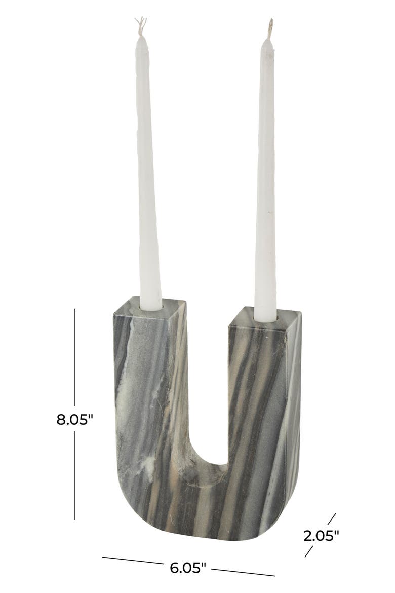 Two Taper Marble Candleholder, Alternate, color, GREY MULTI