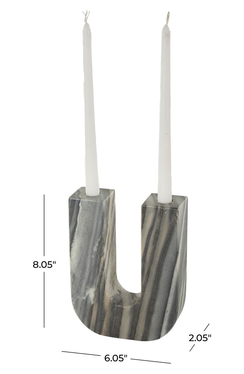 VIVIAN LUNE HOME Two Taper Marble Candleholder, Alternate, color, Grey Multi