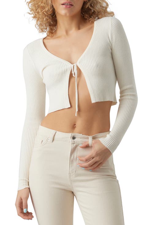 Glory Tie Neck Rib Crop Cardigan