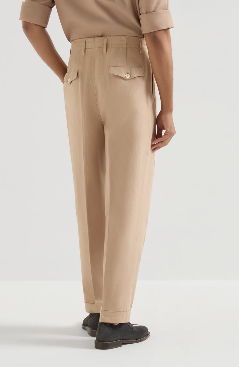 Brunello Cucinelli Cotton and linen trousers, Alternate, color, Tobacco