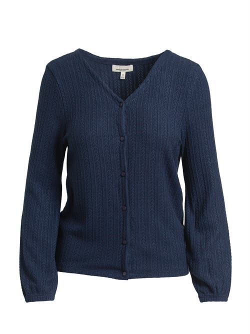 Single Stitch Cable Knit Cardigan In Blue