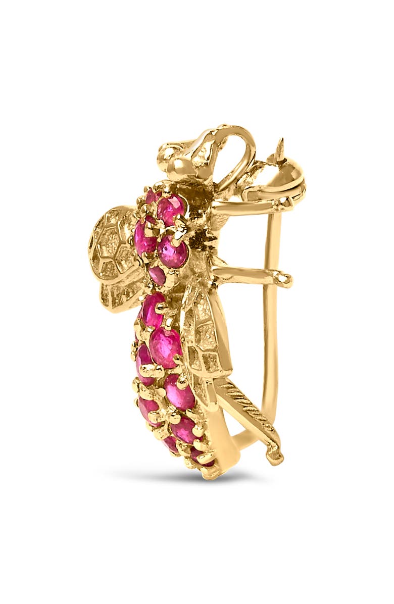 Haus of Brilliance 14K Yellow Gold Red Ruby Bee Brooch Pin, Alternate, color, Yellow