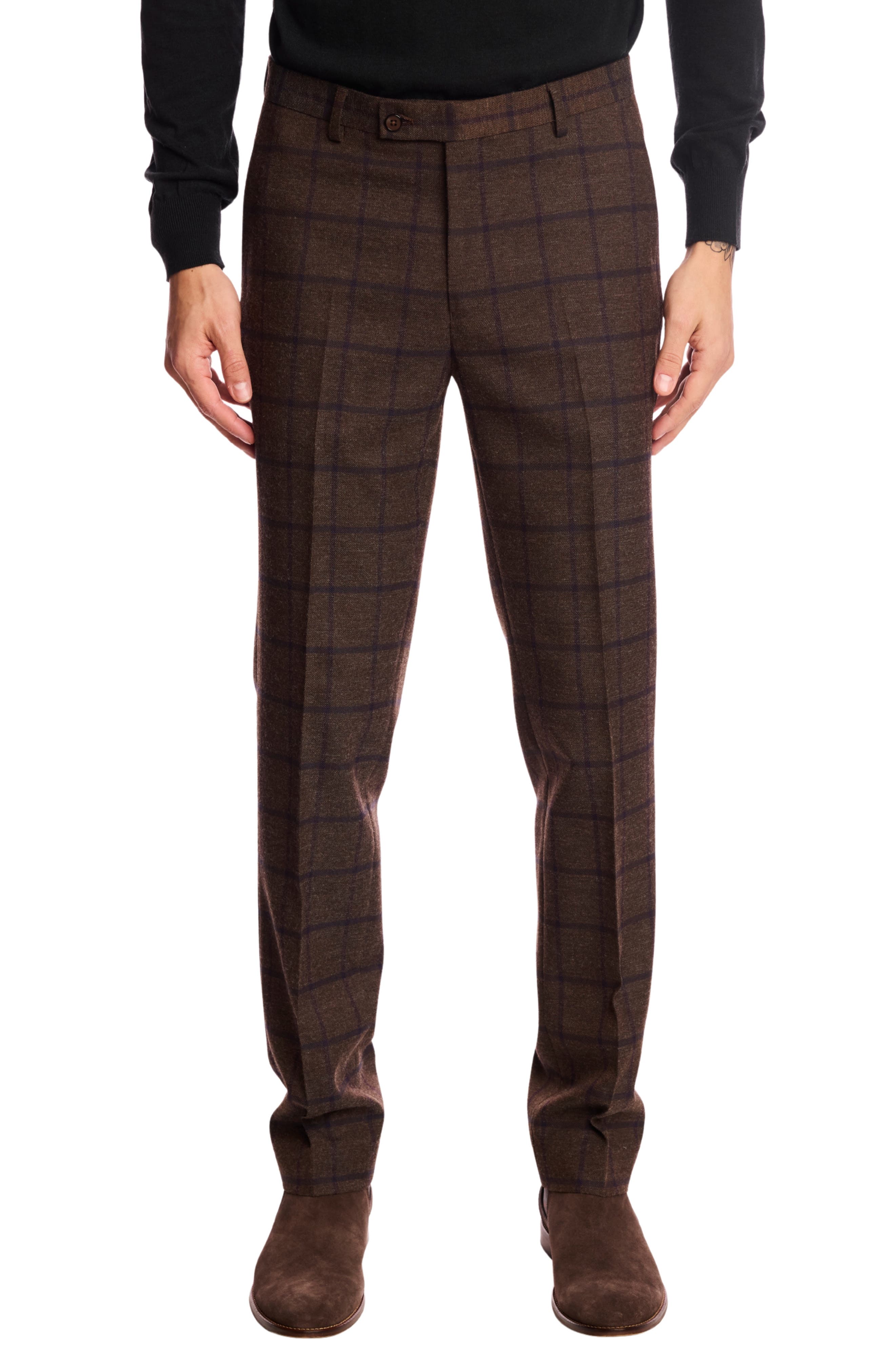 PAISLEY &amp; GRAY Downing Slim Fit Flat Front Windowpane Dress Pants