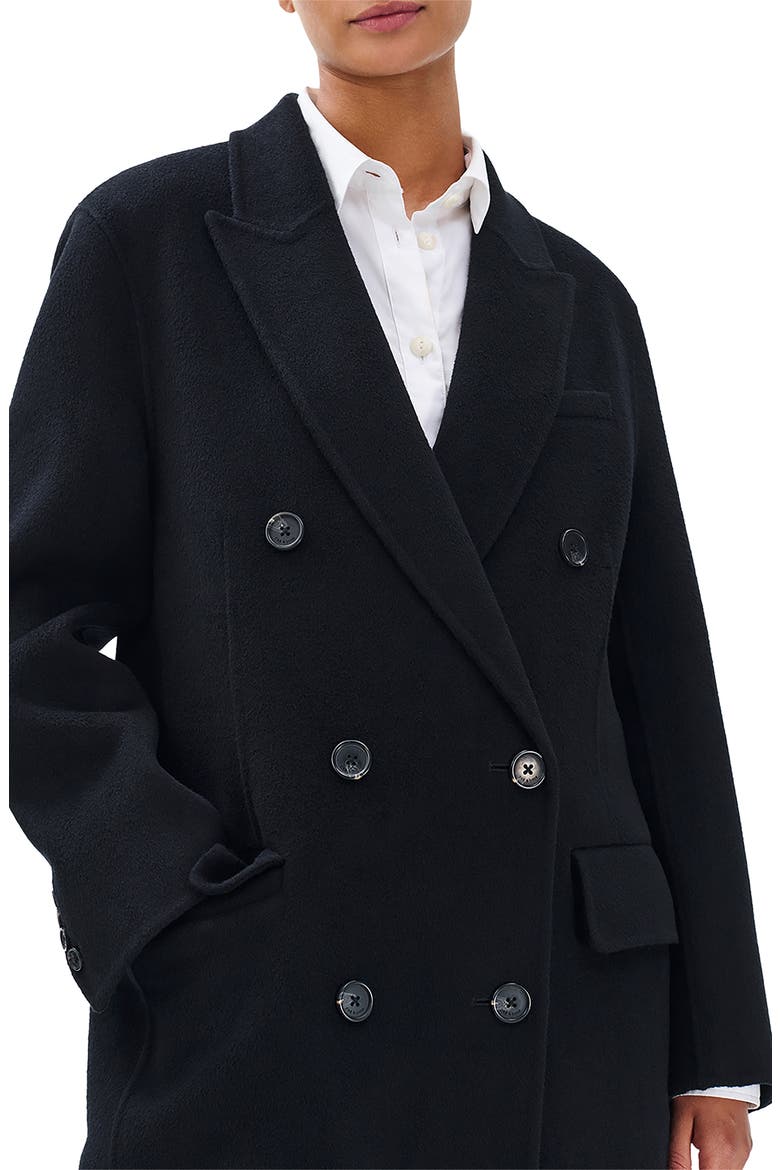 Vasso Double Breasted Wool Blend Coat, Alternate, color, BLACK