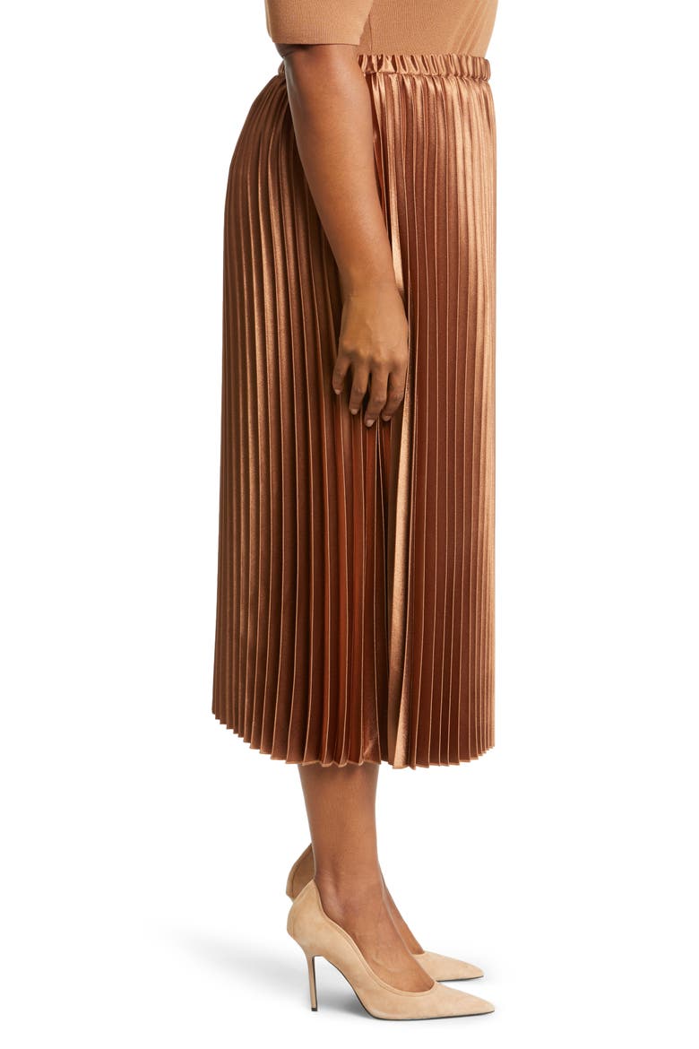 Pleated Satin Midi Skirt, Alternate, color, VICUNA