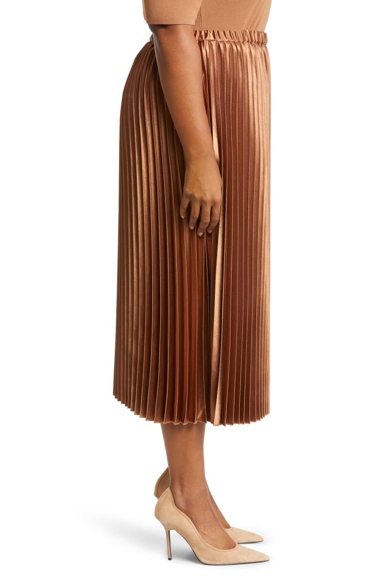 Anne Klein Pleated Satin Midi Skirt, Alternate, color, 