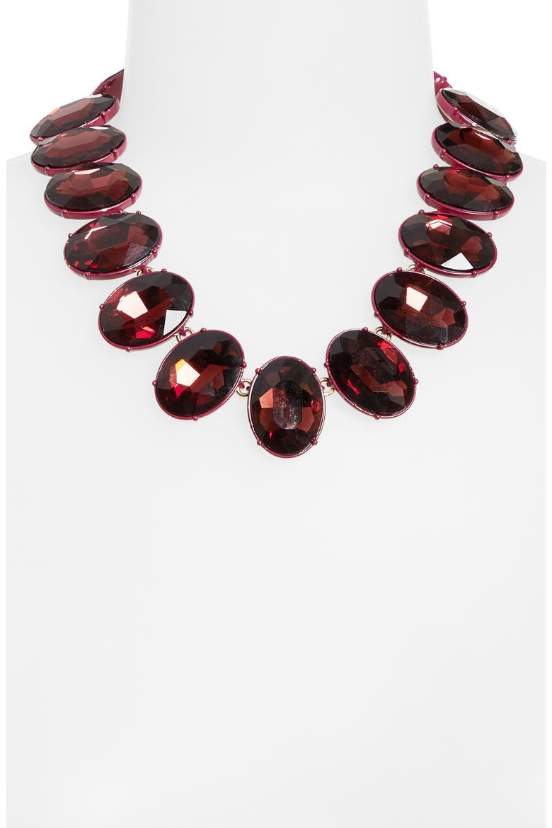 Oval Crystal Necklace, Alternate, color, CURRANT