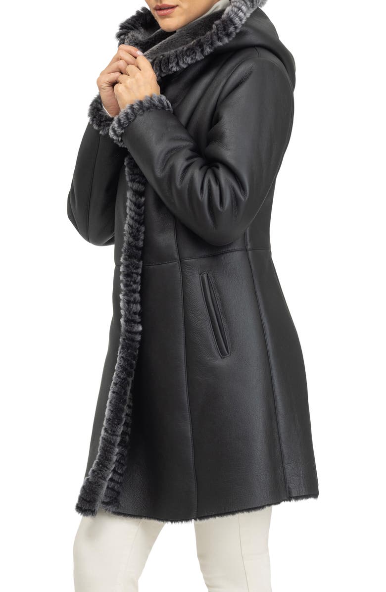 GORSKI Merino Genuine Shearling Parka With Whipstitch Trim, Alternate, color, Black Brisa