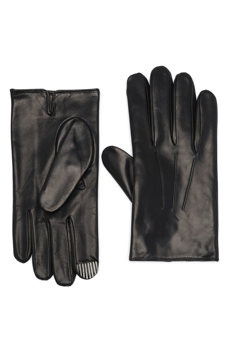 Portolano Cashmere Lined Faux Leather Gloves, Main, color, Black