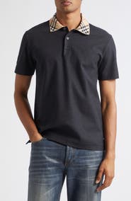Burberry Evan Check Collar Cotton Piqué Polo