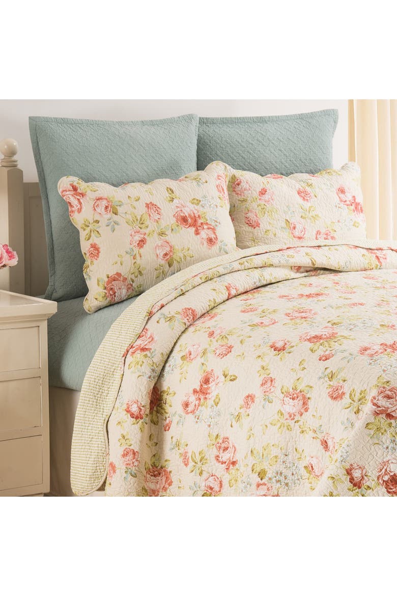20" x 26" Whitney Floral Cotton Standard Sham - Machine Washable, Alternate, color, Beige