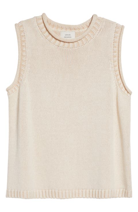 Effy Boxy Linen & Silk Blend Sweater Vest