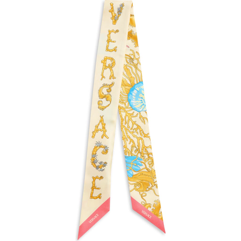 Versace Underwater Barocco Silk Skinny Scarf