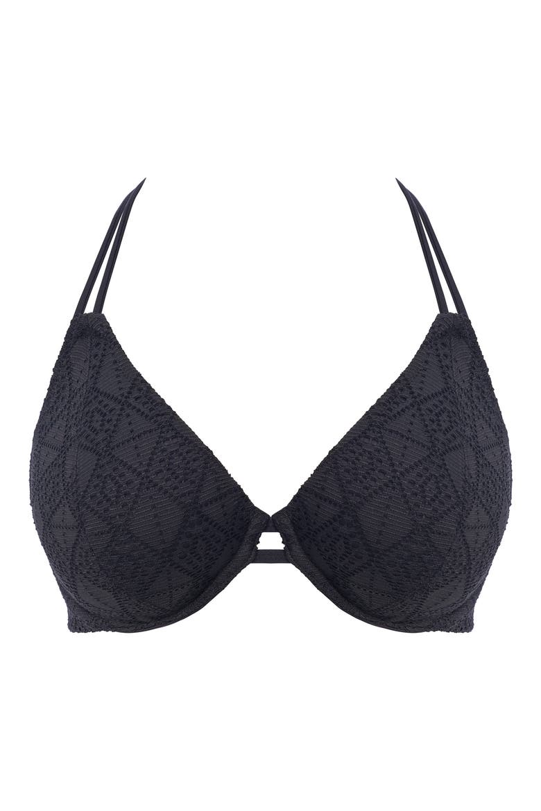 Nomad Nights Underwire Halter Bikini Top, Alternate, color, BLACK (BLK)