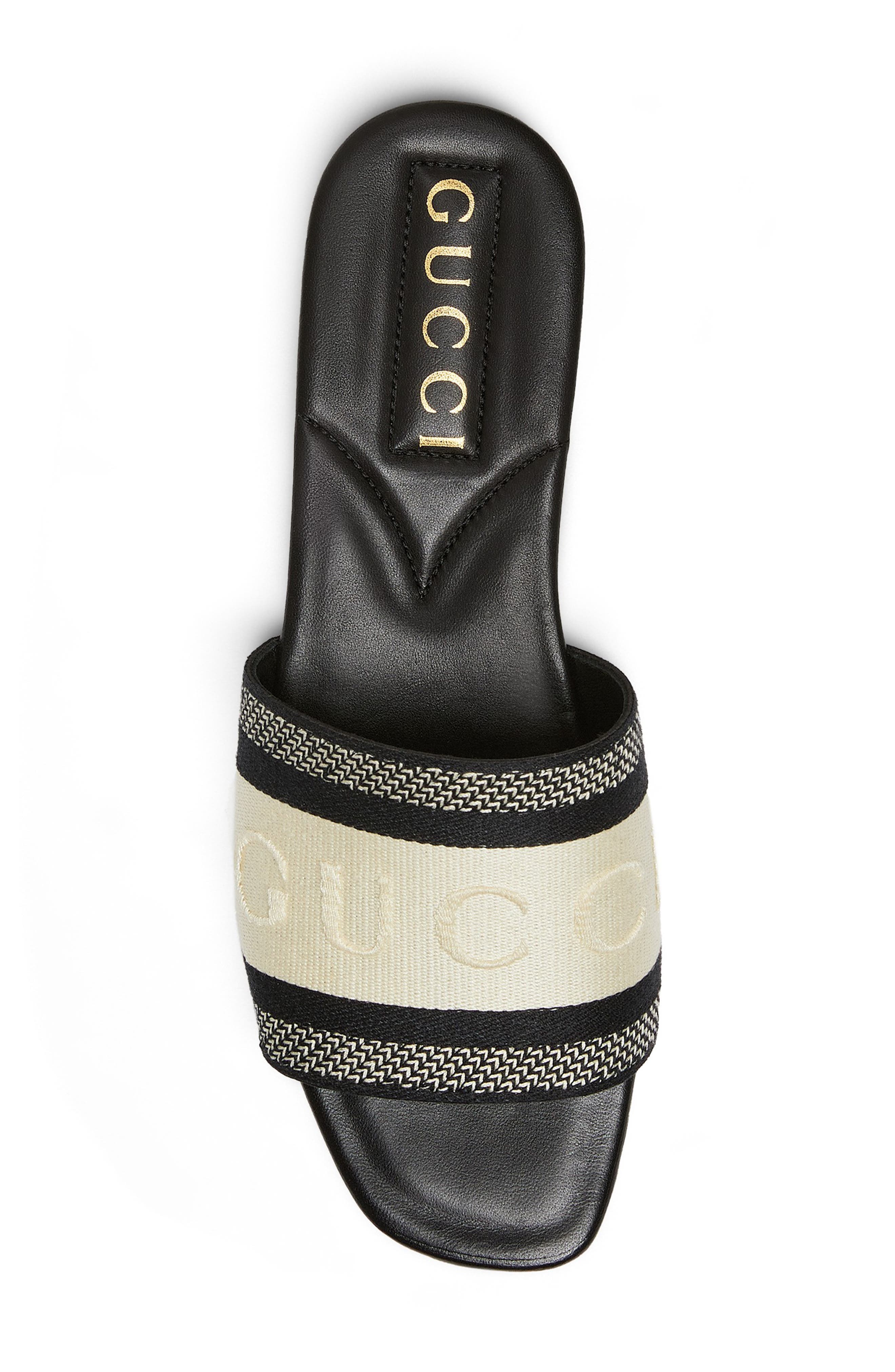 Gucci Jane Slide Sandal, Alternate, color, 8843 Black-White/ Black