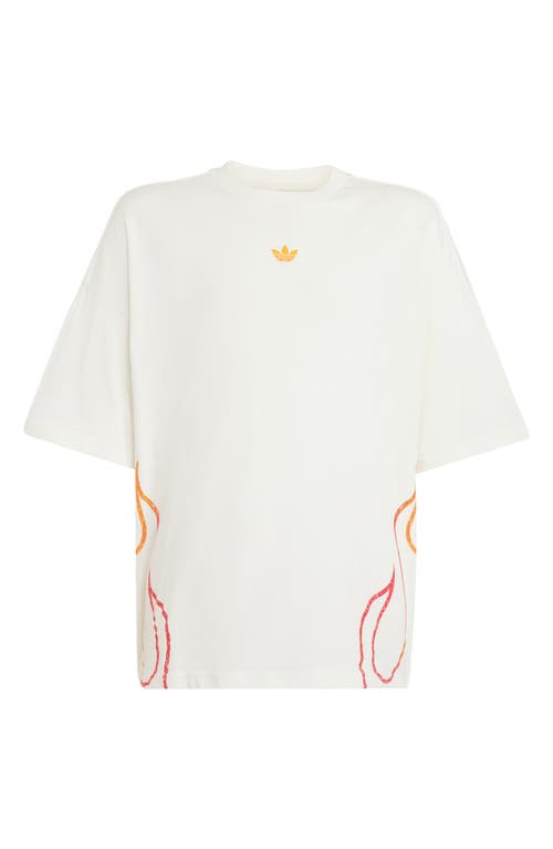 adidas Originals Kids' Flame Cotton T-Shirt in Off-White 