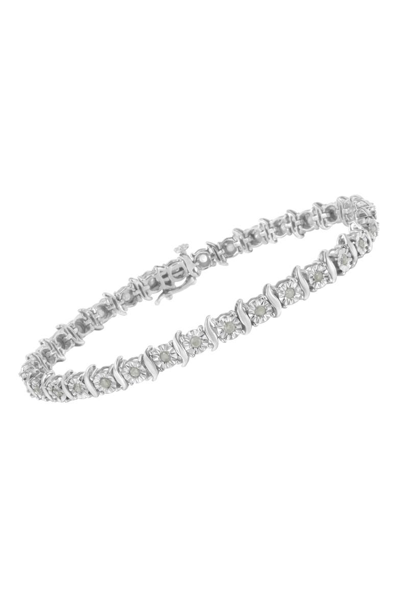 Silver 1.0 Ctw Diamond S-Curve Link Miracle-Set Tennis Bracelet, Alternate, color, Silver