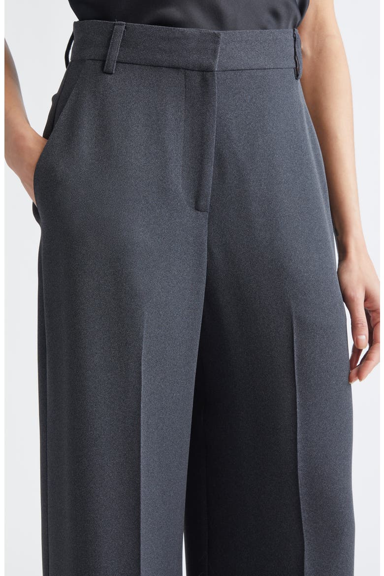 High Waist Heathered Crepe Wide Leg Pants, Alternate, color, DARK GREY MELANGE