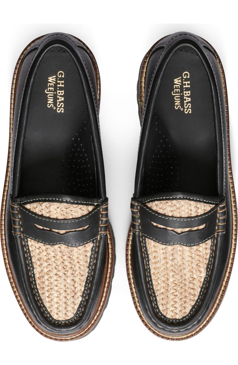 G.H.BASS Whitney Super Lug Sole Penny Loafer, Alternate, color, Black/ Natural