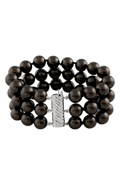 Triple Row Shell Pearl Bracelet