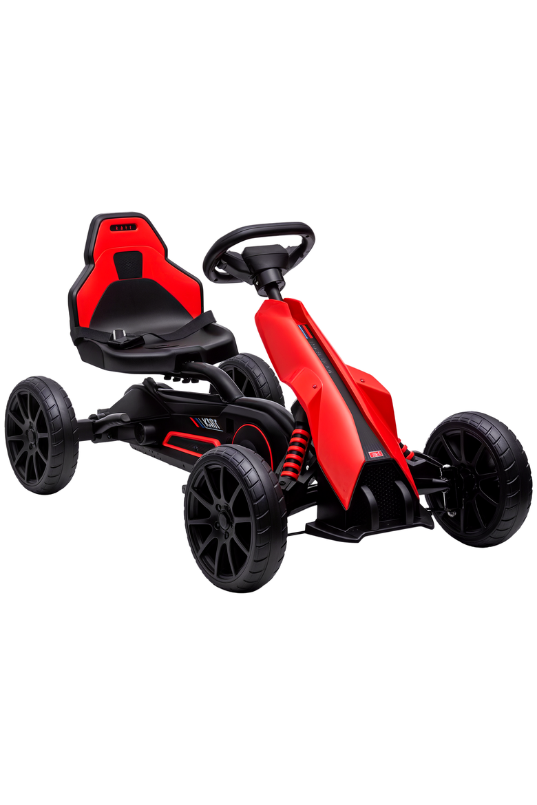 Kids Pedal Go Kart with Adjustable Seat Swing Axle Handbrake EVA Wheels, Main, color, Red