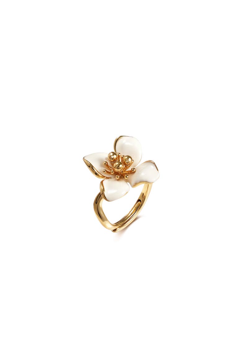 Iris Blossom Ring, Main, color, White & Gold