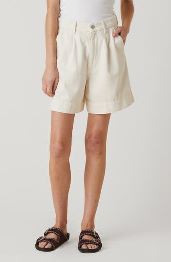 Pleated Denim Trouser Shorts