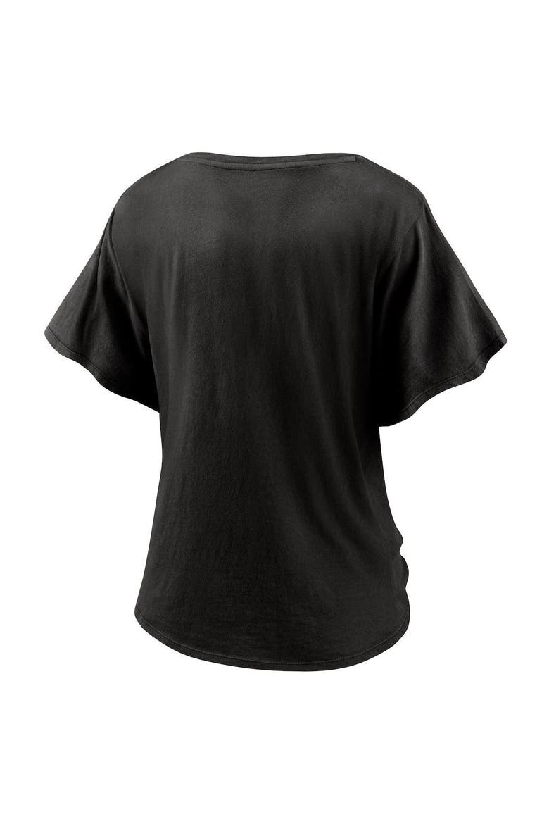 Women's Fanatics Branded Black New Orleans Saints Sport Resort Tie Front V-Neck T-Shirt, Alternate, color, BLACK