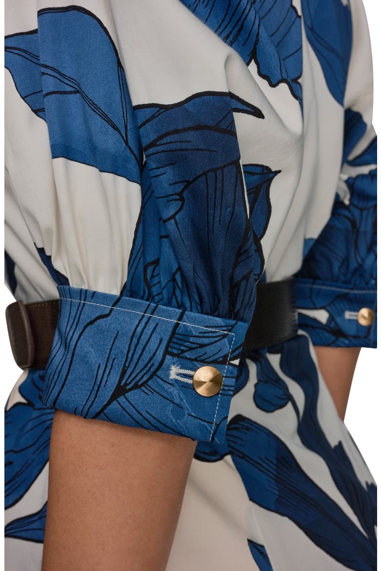 Belted Stretch Cotton Shirtdress, Alternate, color, CREAM/ NIGHTFALL MULTI