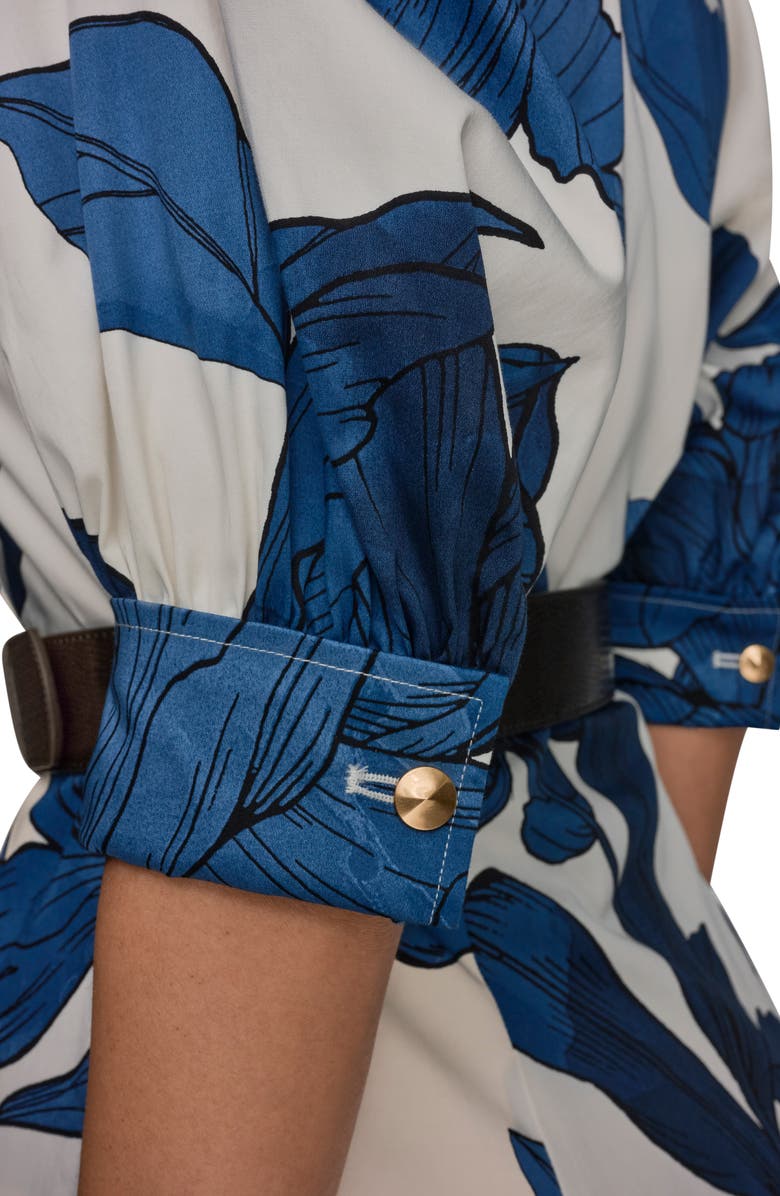 Donna Karan New York Belted Stretch Cotton Shirtdress, Alternate, color, Cream/ Nightfall Multi