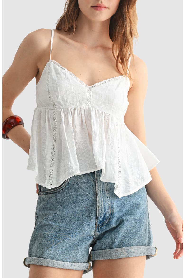 Lace Detail Handkerchief Hem Camisole, Main, color, IVORY