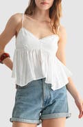 All in Favor Lace Detail Handkerchief Hem Camisole