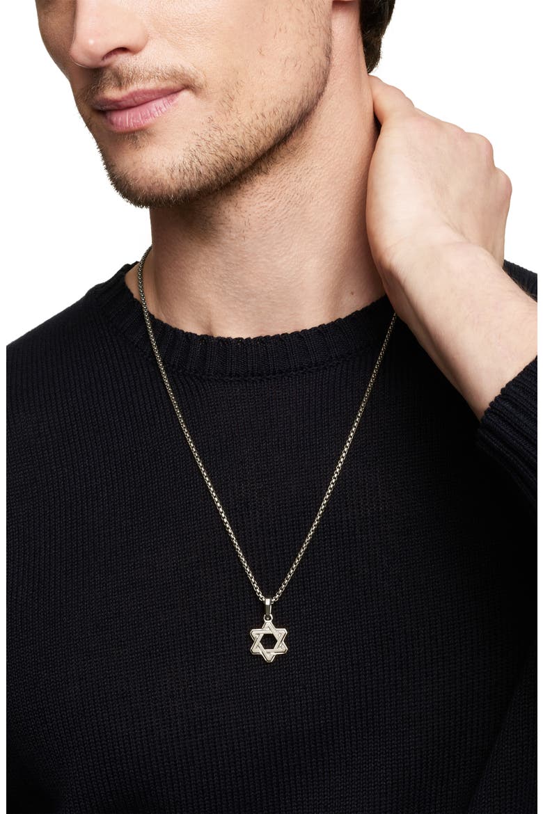Deco Star of David Pendant, Alternate, color, SILVER