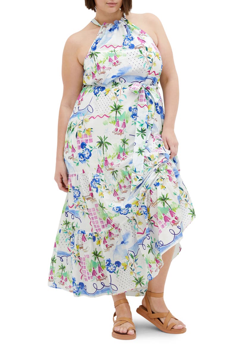 Island Breeze Maxi Halter Dress, Main, color, ISLAND BREEZE