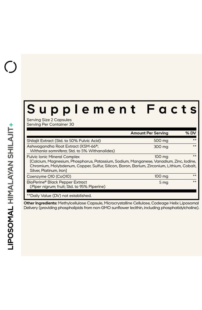 Codeage Liposomal Himalayan Shilajit+, KSM-66 Ashwagandha Supplement, Alternate, color, White