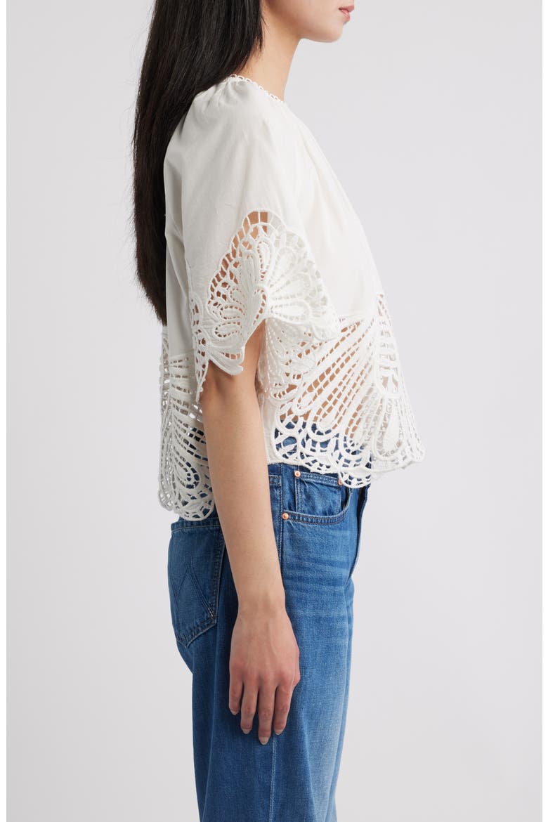 Femi Broderie Anglaise Cotton Top, Alternate, color, CHALK WHITE