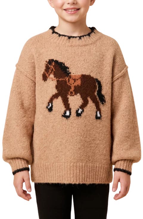 Kids' Contrast Detail Horse Sweater