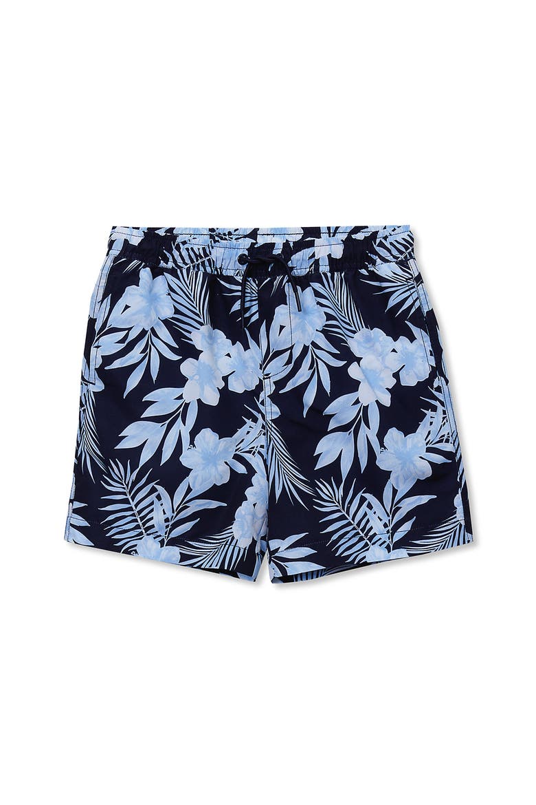 Boys Print Swim Trunks, Main, color, Tropical Floral/Navy