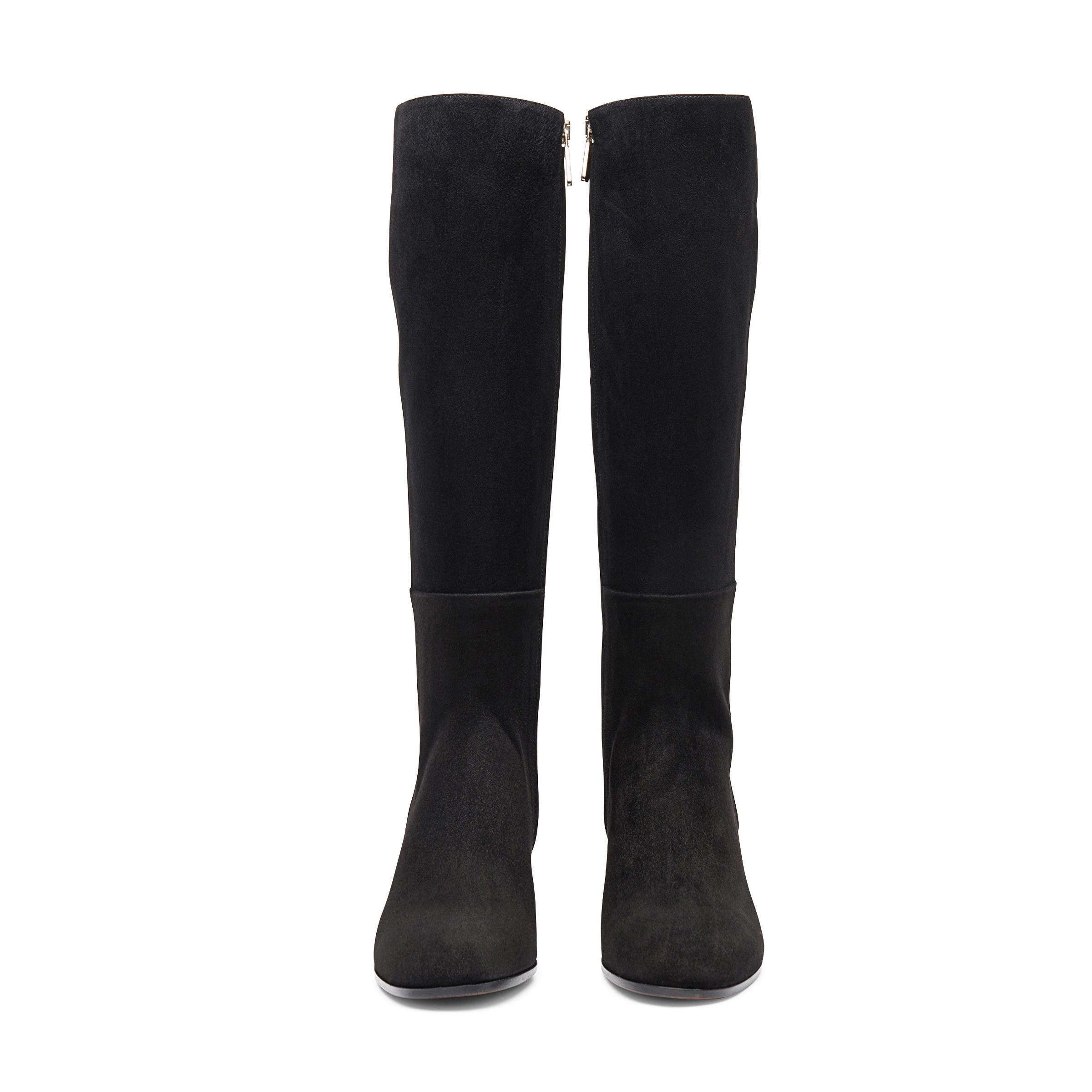 Santoni Suede Low-Heel Boot, Alternate, color, Black