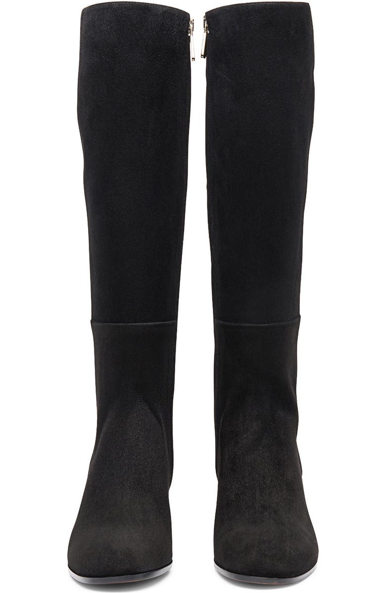 Santoni Suede Low-Heel Boot, Alternate, color, Black