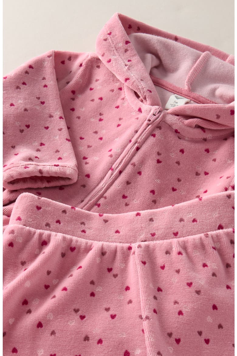 Velour Zip Hoodie & Pants Set, Alternate, color, PINK PRINCE FLUTTER HEARTS