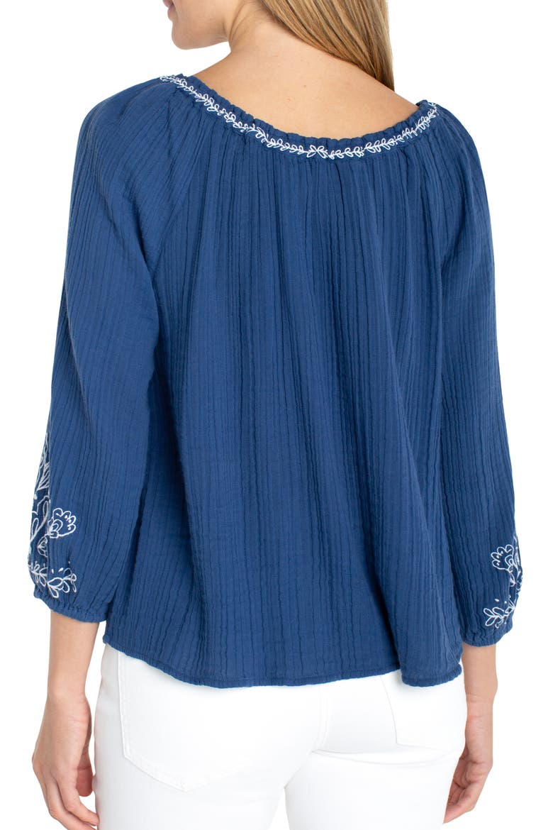 Embroidered Gauze Top, Alternate, color, LIBERTY BLUE