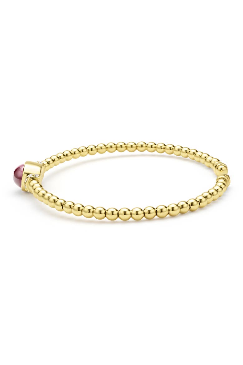 Rhodolite Garnet & Diamond Caviar Cuff Bracelet, Alternate, color, GOLD