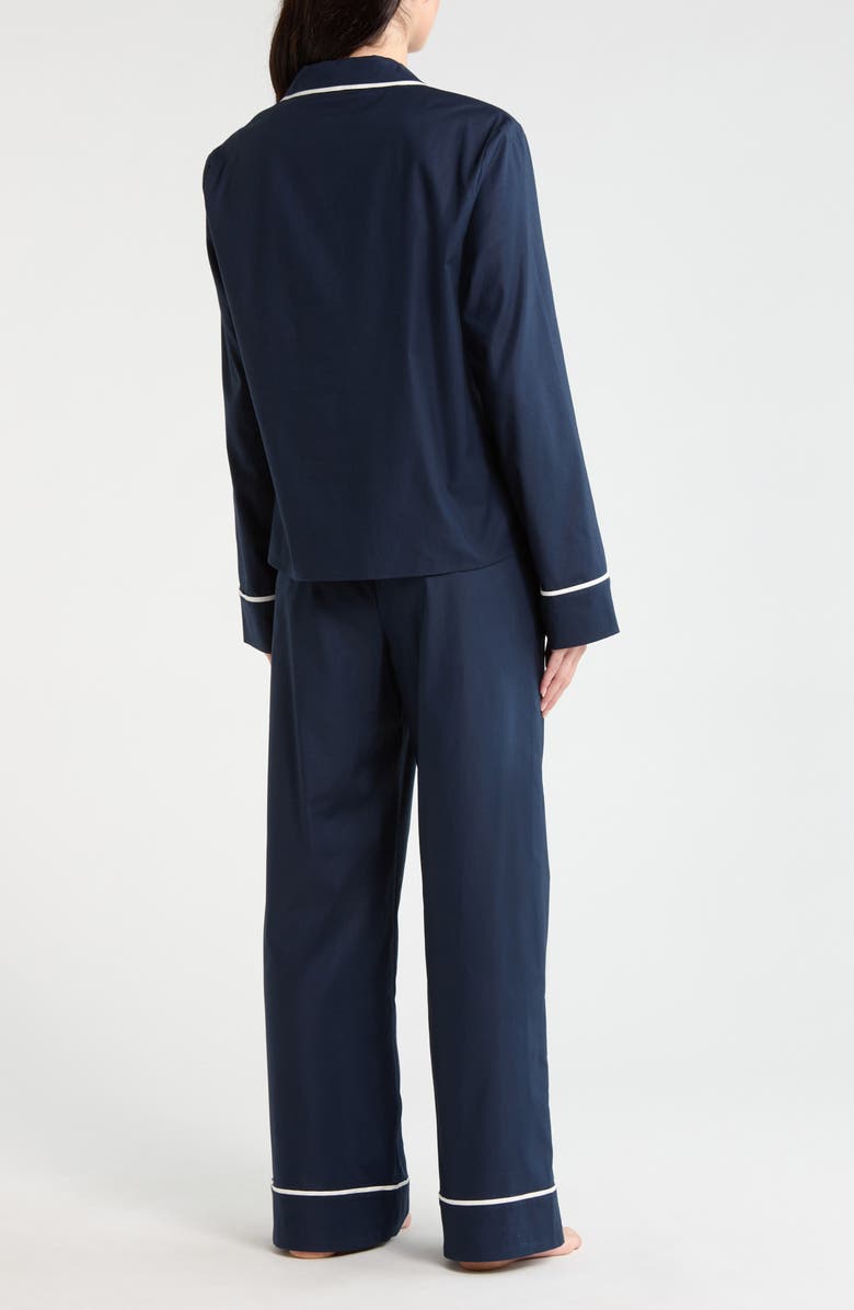 Reformation Coco Piped Stretch Cotton Pajamas, Alternate, color, Midnight