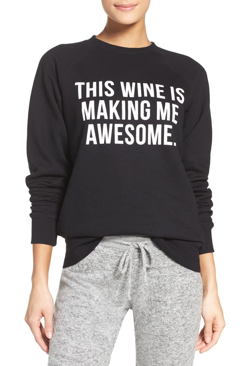 'This Wine' Crewneck Sweatshirt, Main, color, BLACK