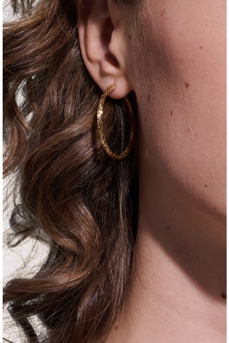 Carved Chain Hoop Earrings, Gold, 30mm, Alternate, color, GOLD